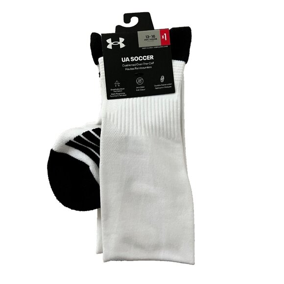 Under Armour 1372759 UA Soccer Over-The-Calf Socks White Sz 13-16 - Picture 2 of 2